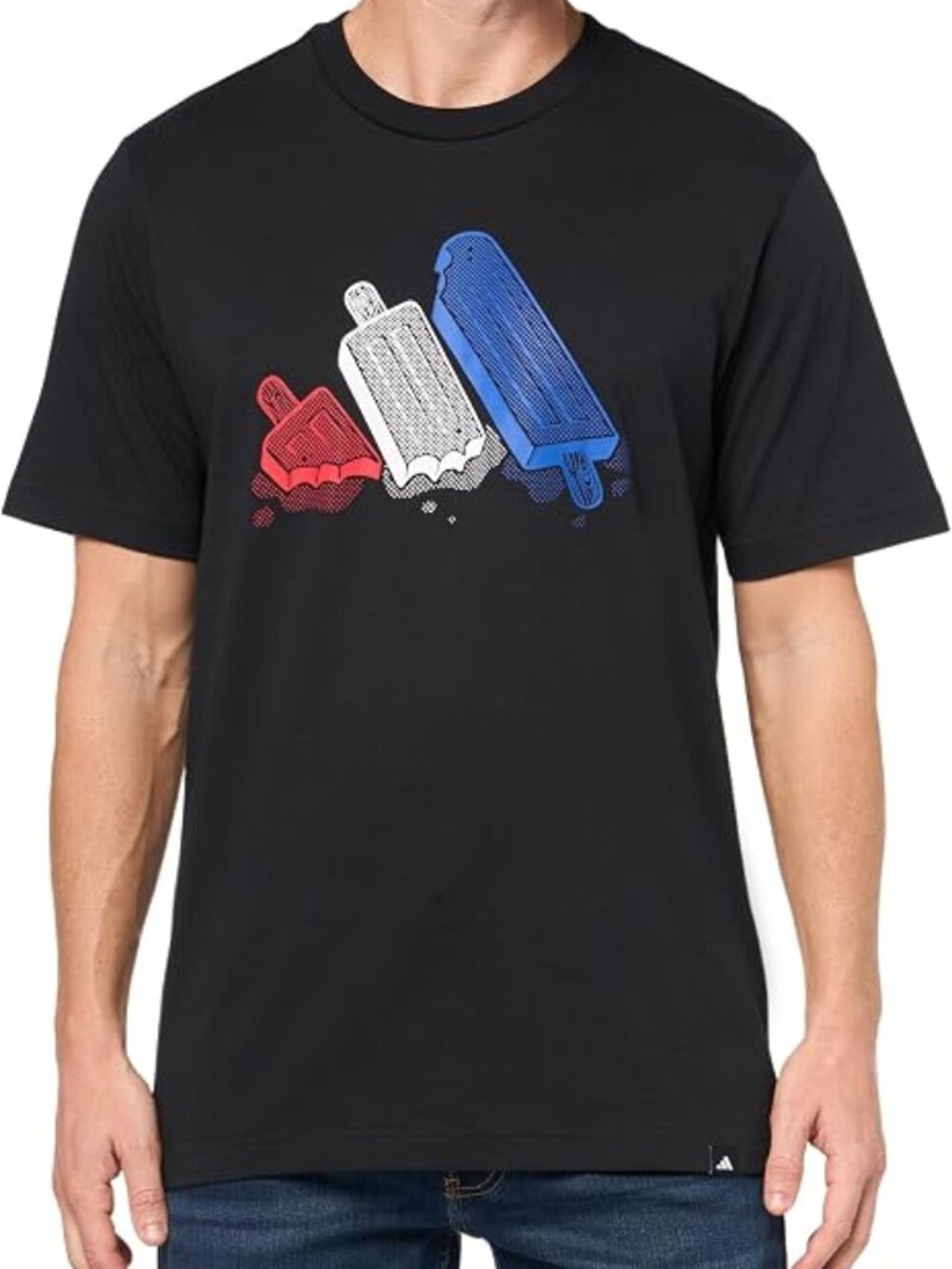 Adidas Lounge Ice Graphic Patriotic Cotton Tee Shirt Black XLT